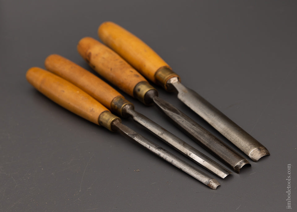 4 Fine MARPLES Boxwood Handled Gouges - 106251