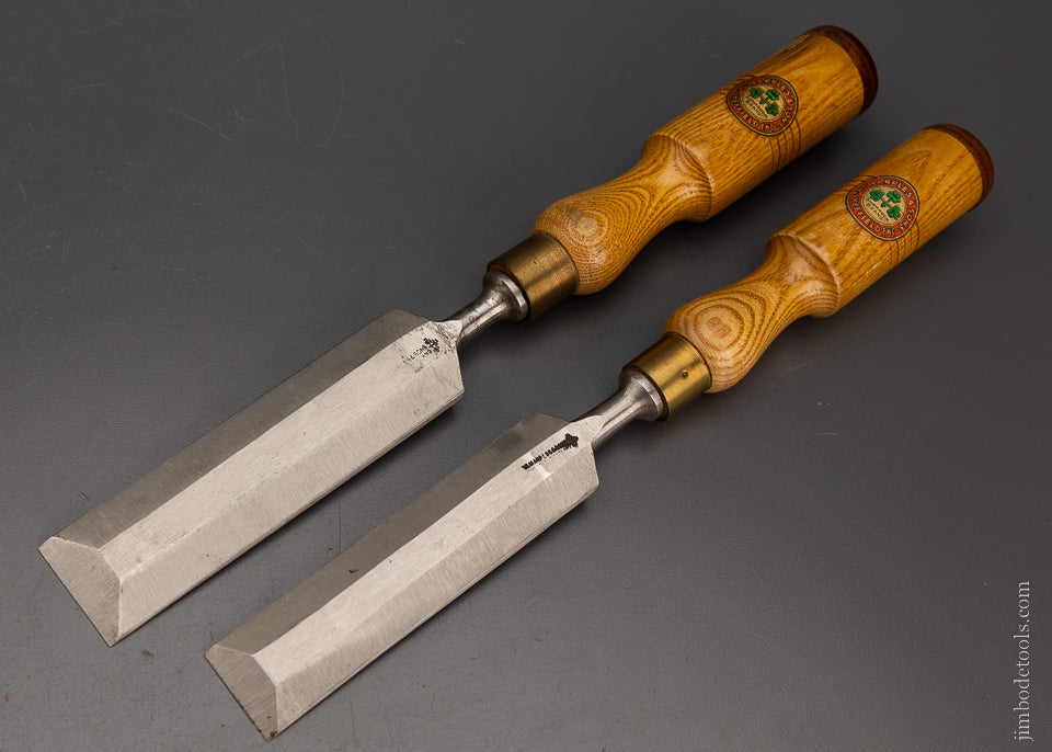Dead Mint with Decal Pair of MARPLES Bevel Edge Chisels 1 1/4 & 1 1/2 Inch Sizes - 106267