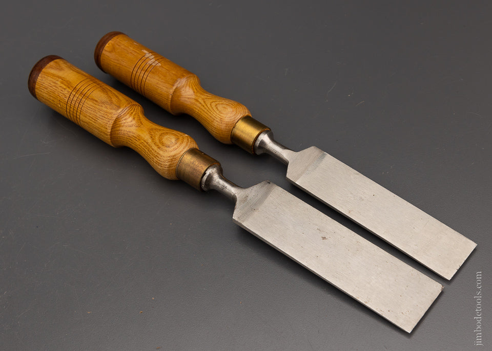 Dead Mint with Decal Pair of MARPLES Bevel Edge Chisels 1 1/4 & 1 1/2 Inch Sizes - 106267