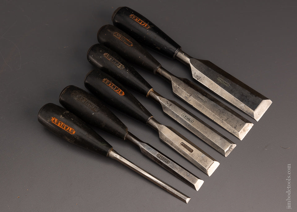 Awesome Set of 6 Rare STANLEY No. R-40 EVERLASTING Chisels - 106304