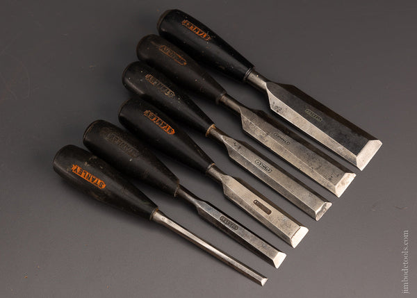 Awesome Set of 6 Rare STANLEY No. R-40 EVERLASTING Chisels - 106304