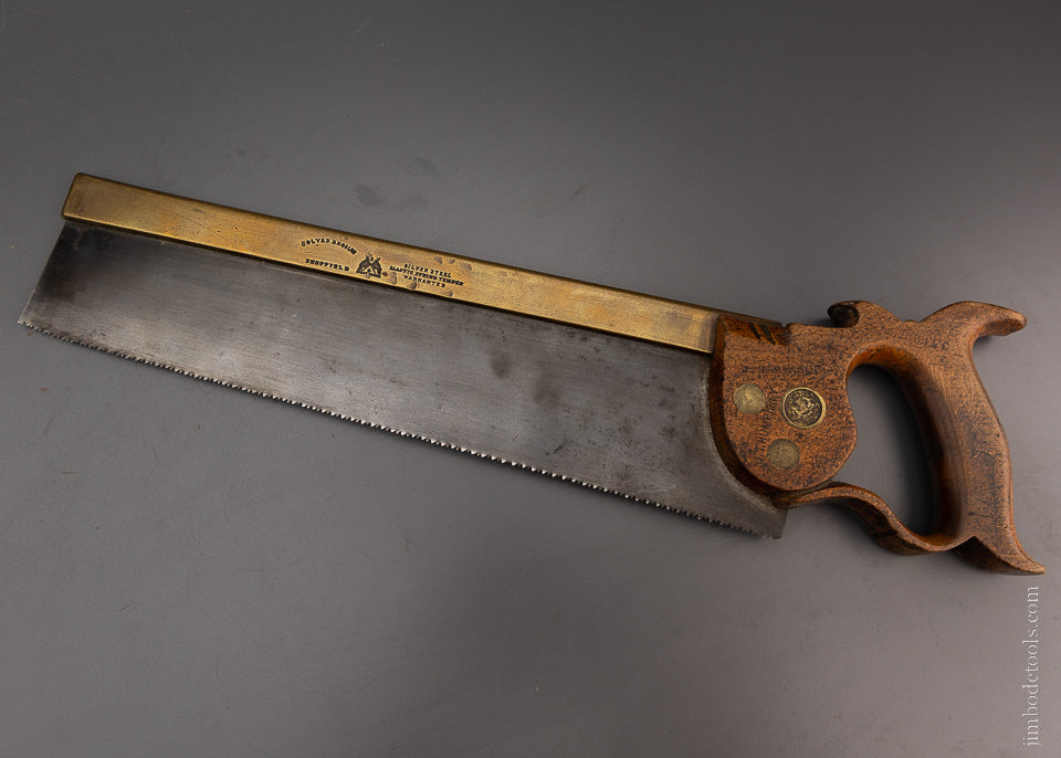 14 Inch Brass Back Tenon Saw by COLVER BROS. Silver Steel - 106353