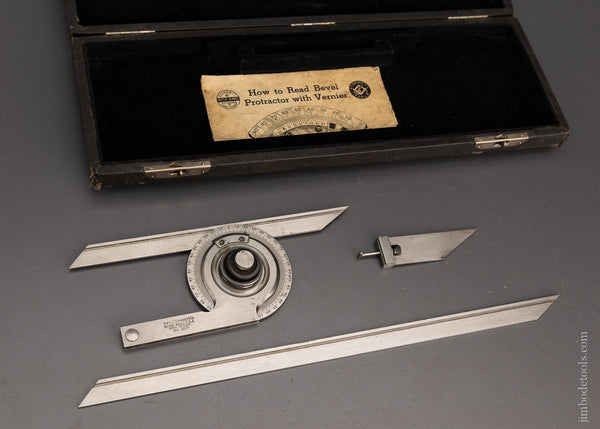 STARRETT No. 359 Bevel Protractor Mint in Box - 106357