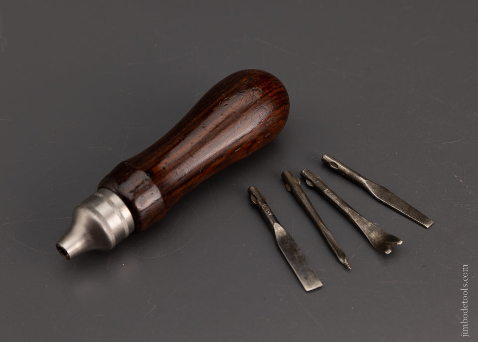 G. L. HOLT HFD. CONN. Rosewood Tool Handle with 4 Bits Fine - 106385