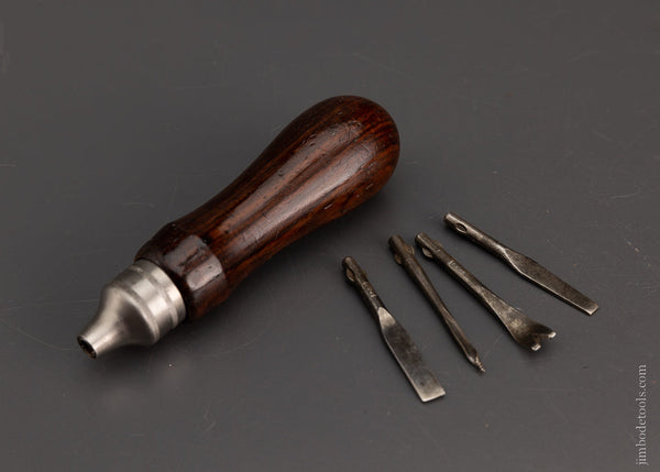 G. L. HOLT HFD. CONN. Rosewood Tool Handle with 4 Bits Fine - 106385