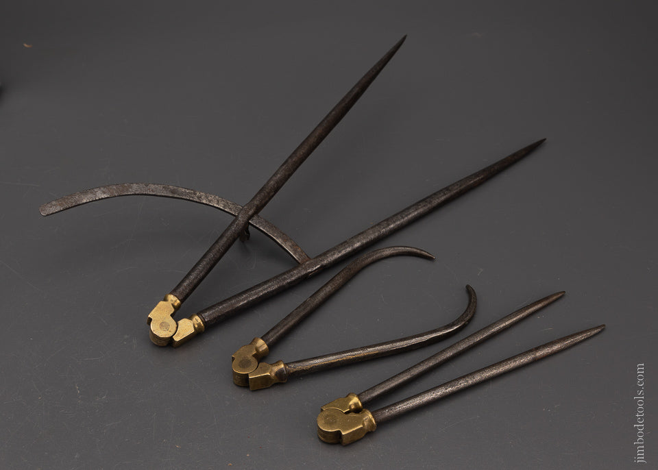 Remarkable Set of Brass & Steel Dividers & Calipers 6-14 Inches Long - 106492