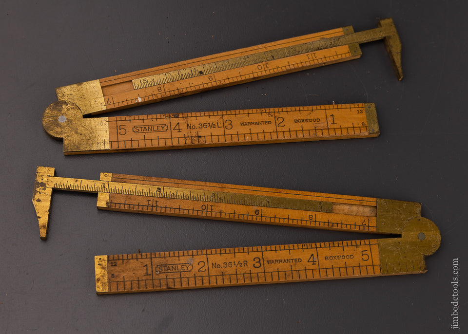Matched Pair Right & Left STANLEY No. 36 1/2R & 36 1/2L Caliper Rules - 106543