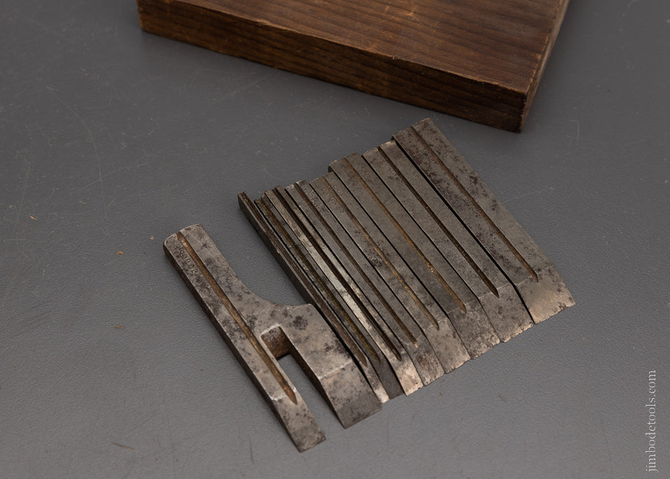 Full Set of 9 MILLERS PATENT Plow Plane Irons - 106575