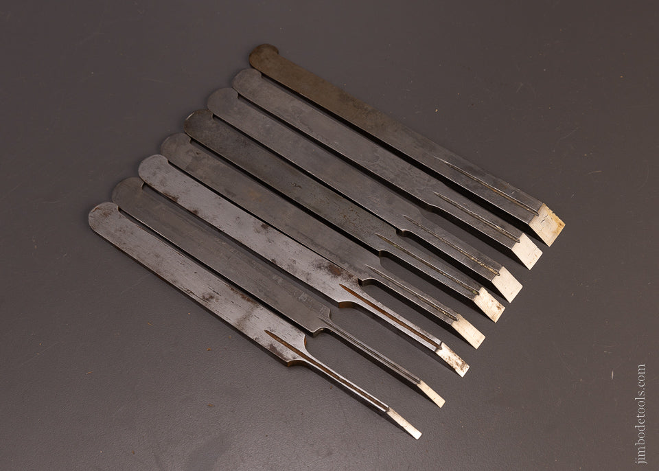 Fine Complete Set of Plow Plane Irons for OHIO TOOL CO. Center Wheel Plow Plane - 106653