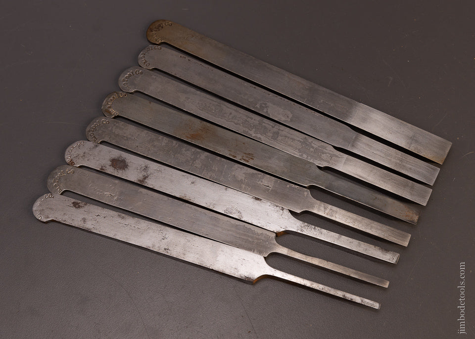 Fine Complete Set of Plow Plane Irons for OHIO TOOL CO. Center Wheel Plow Plane - 106653