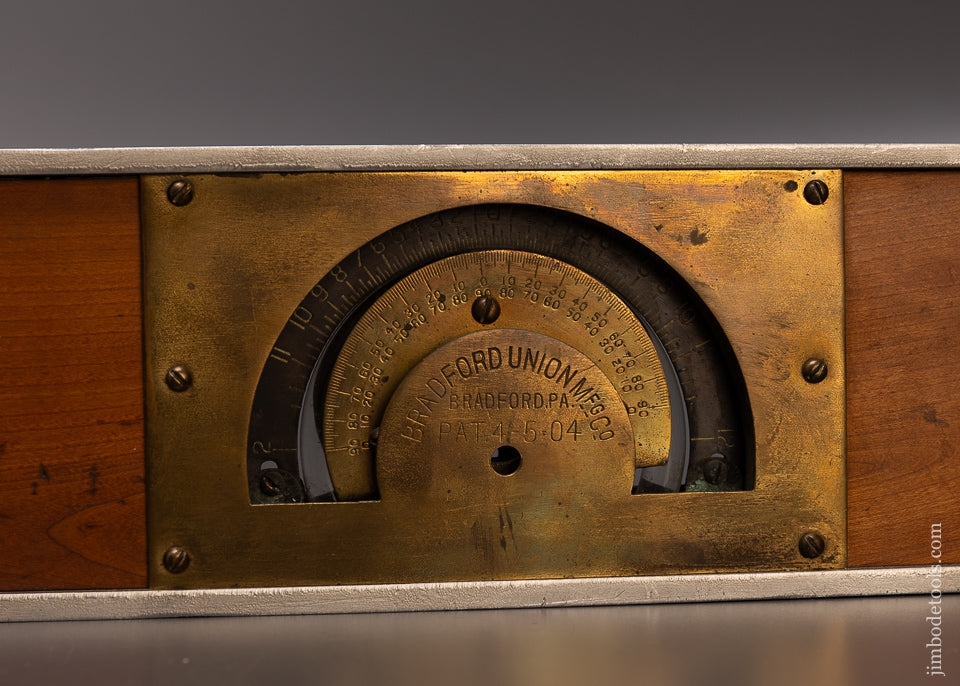 Premium BRADFORD UNION 30 Inch Inclinometer Plumb & Level Patented 1904 - 106727