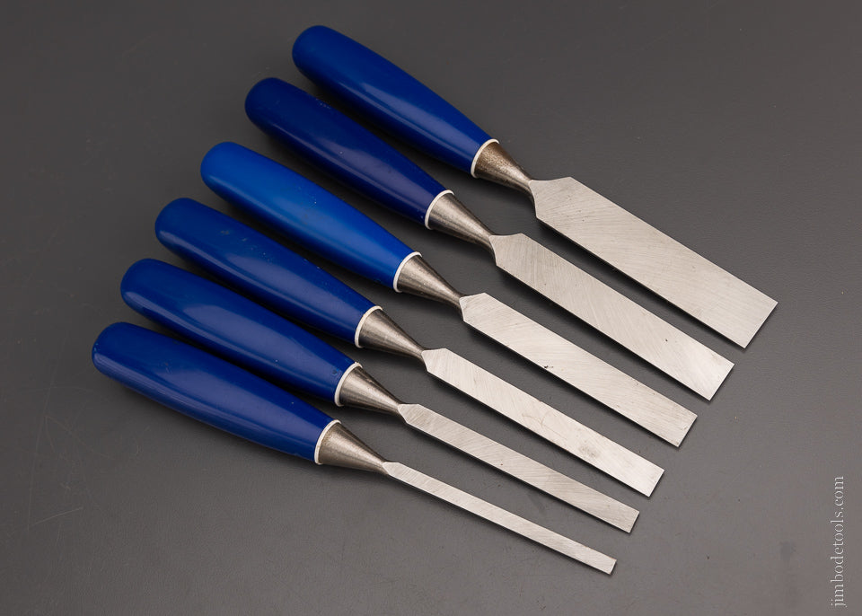 Set of 6 MARPLES Blue Chip Bevel Edge Chisel Set in Box - 106849