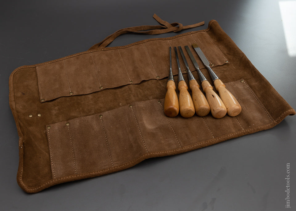 Near Mint & Unused Set of 5 LIE NIELSEN Bevel Edge Chisels with 3 Discontinued Sizes - 106867