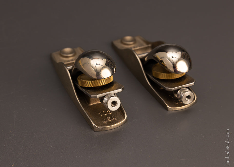 Mint Limited Edition LIE NIELSEN 2001 White Bronze Matched Pair Block Planes in Original Box - 106939