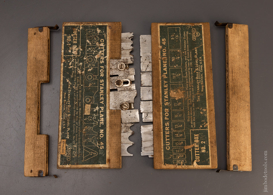 STANLEY No. 45 Combination Plow Plane with 2 Boxes of Cutters - 107029