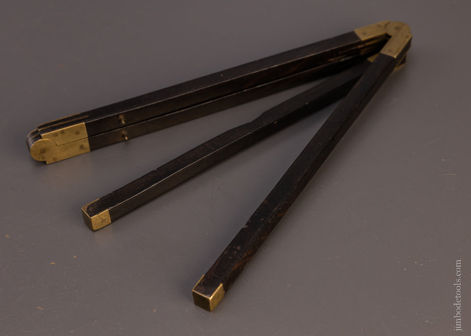 Thick Ebony & Brass Folding Rule - 107044
