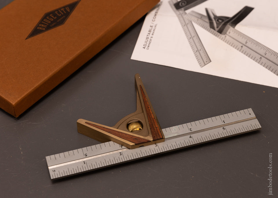 BRIDGE CITY TOOL WORKS CS-6 Rosewood Combination Square Mint in Box - 107081