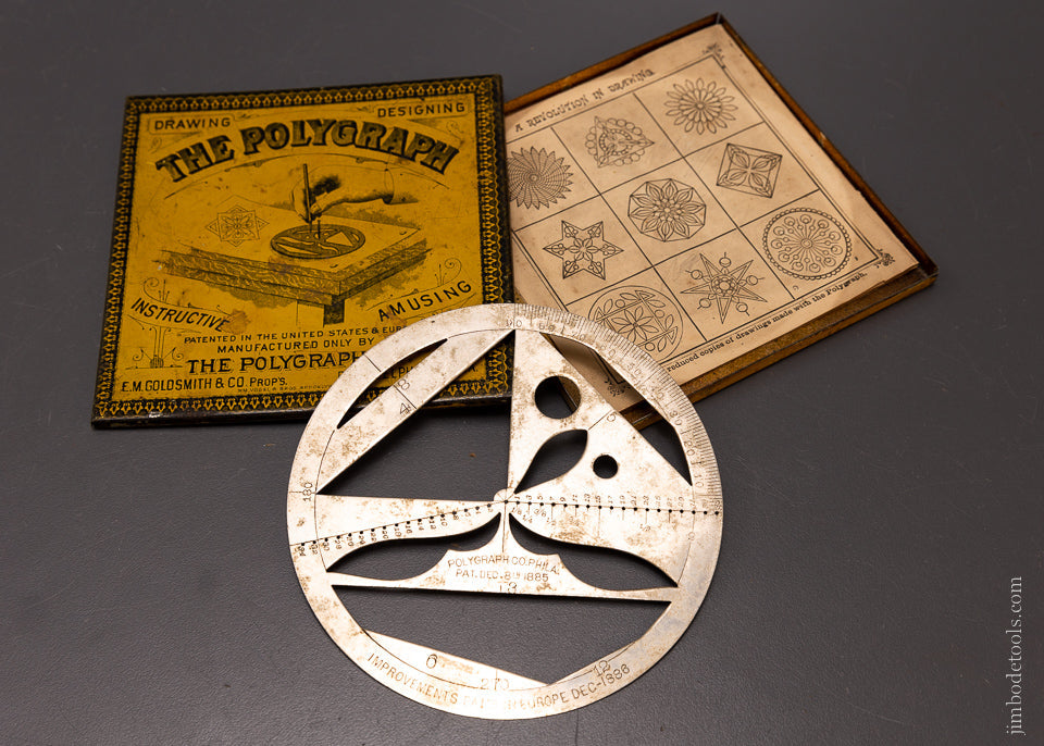 Rare & Mint Nickel Plated Polygraph Drawing Tool in Original Tin Box with Instructions - 107111