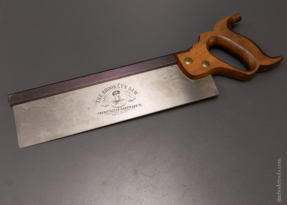 Dead Mint Unused “THE BROOKLYN SAW” by METROPOLITAN HARDWARE CO. Tenon Saw - 107114