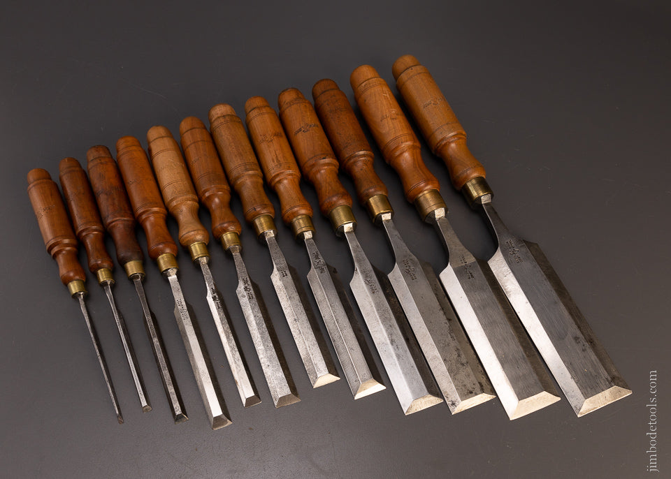 Fine & Complete Set of 12 BUCK BROS. Bevel Edge Chisels - 107130