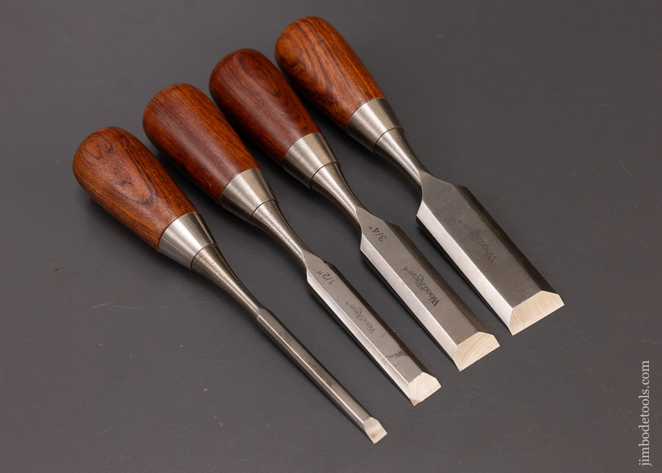 Extra Fine Set of 4 WOODCRIVER Bevel Edge Butt Chisels - 107208