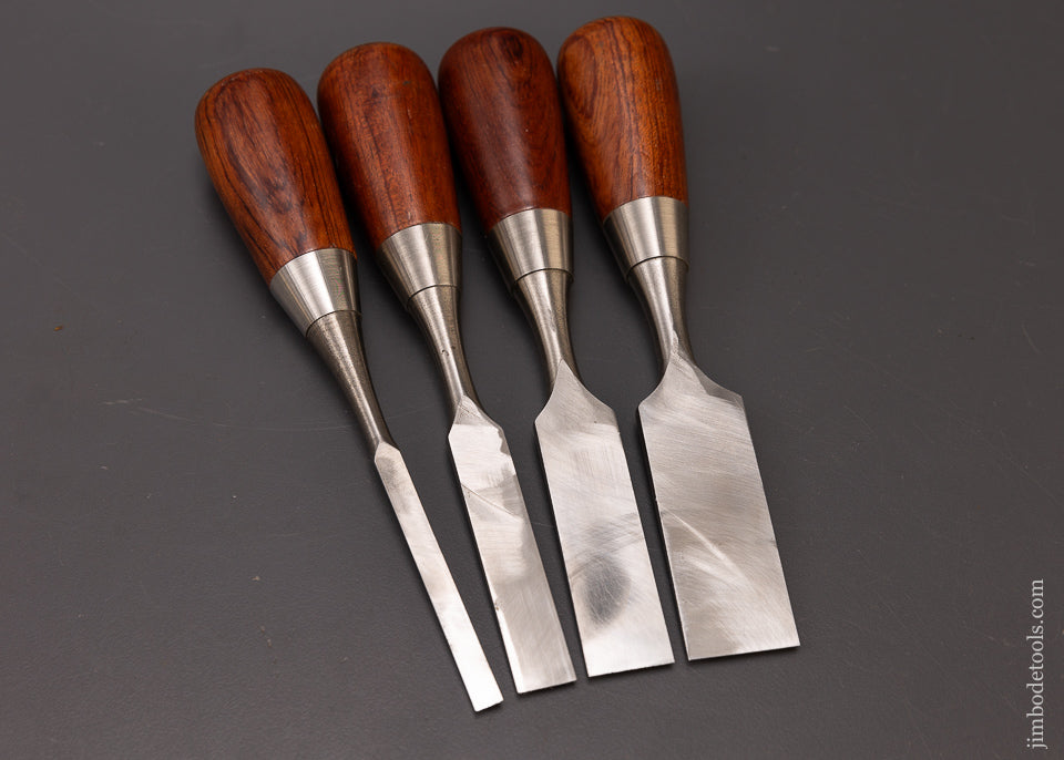 Extra Fine Set of 4 WOODCRIVER Bevel Edge Butt Chisels - 107208