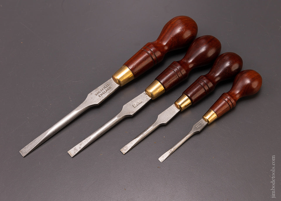 Set of 4 New Old Stock Rosewood Screwdrivers SHEFFIELD ENGLAND - 107251