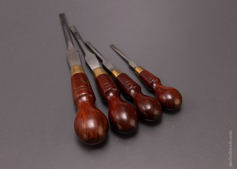 Set of 4 New Old Stock Rosewood Screwdrivers SHEFFIELD ENGLAND - 107251