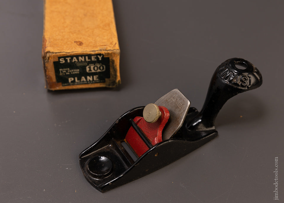 STANLEY No. 100 Tail Handled Block Plane Near Mint in Box - 107257