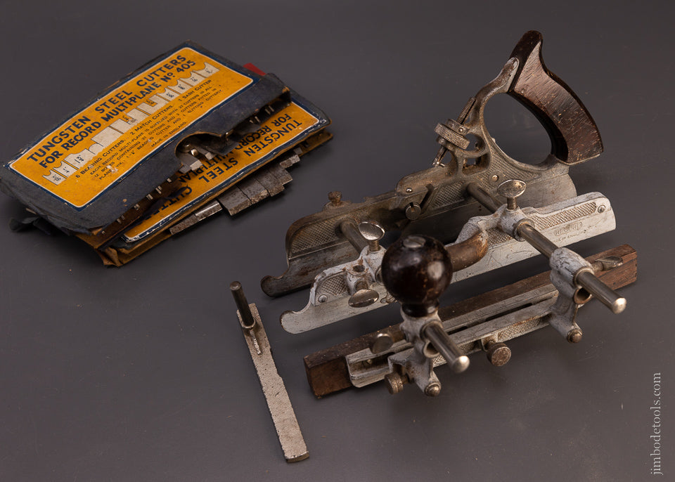 RECORD No. 405 Combination Plow Plane with 2 Stops & 21 Cutters - 107303