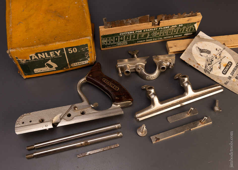 Fine STANLEY No. 50 Combination Plow Plane 100% Complete in Original Box -107342