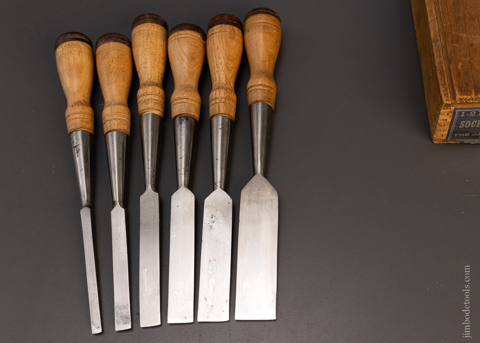 Extra Fine Set of 6 JAMES SWAN Socket Butt Chisels - 107458
