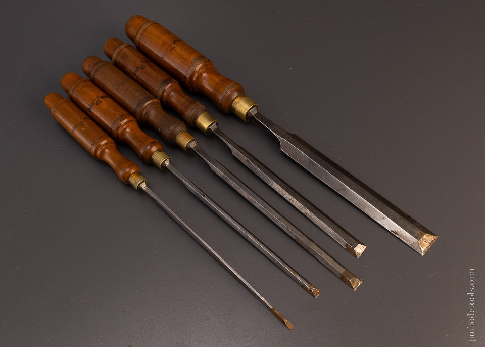 5 Fine BUCK BROS. Long Thin Paring Chisels - 107459