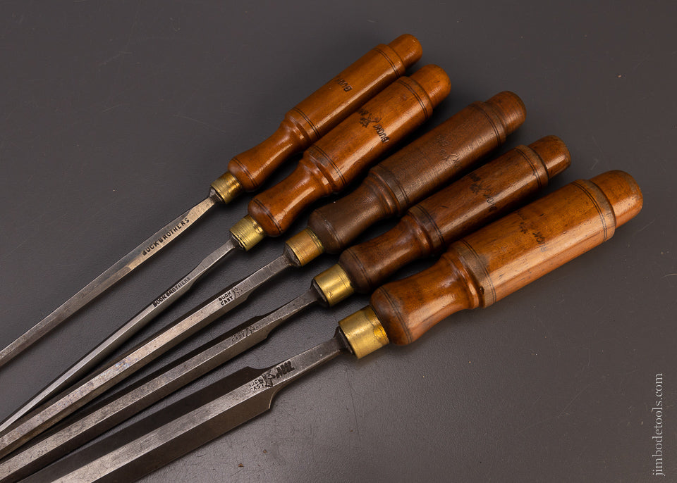 5 Fine BUCK BROS. Long Thin Paring Chisels - 107459