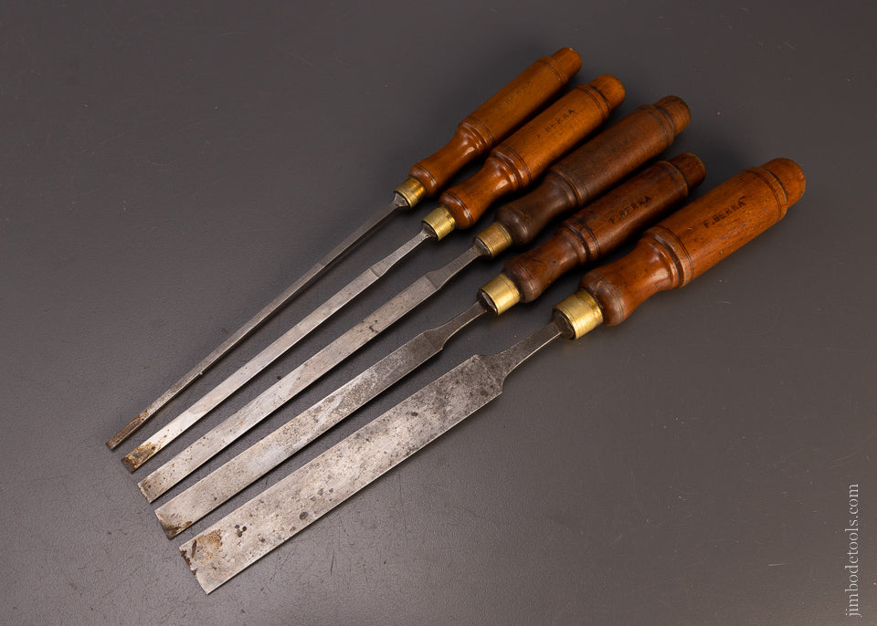 5 Fine BUCK BROS. Long Thin Paring Chisels - 107459