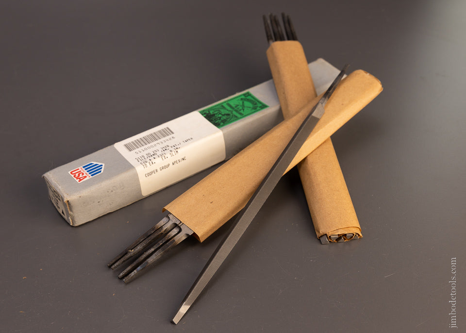 Full Unused Box of 10 NICHOLSON 8 Inch Extra Slim Taper Saw Files USA - 107477