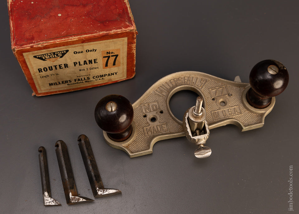 Jim Router MILLERS FALLS No. 77 Router Plane 100% COMPLETE Mint in Box - 107499 ...