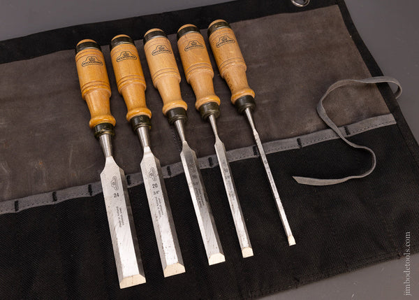 Near Mint Set of 5 Bevel Edge Chisels NOOITGEDAGT - 107563