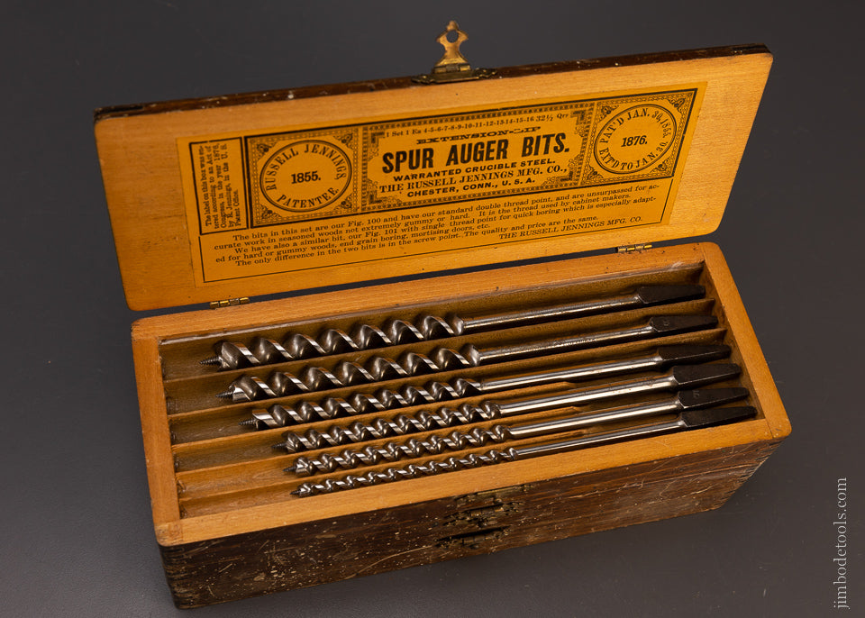 Complete Extra Fine Set of 13 RUSSELL JENNINGS Auger Bits in Original 3 Tiered Box - 107614