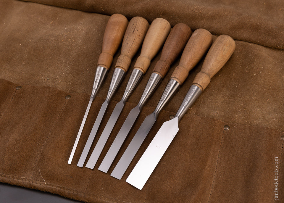 Fine Set of 6 LIE NIELSEN Bevel Edge Bench Chisels - 107704
