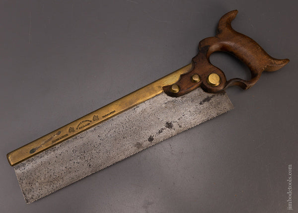Rare DISSTON Double Eagle Triple Cove Conical Nut Brass Back Saw - 107738