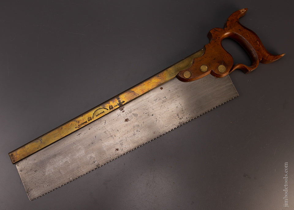 Rare PHELPS ORMSBEE & JORDAN NEW YORK Double Eagle Triple Cove Brass Back Saw - 107739