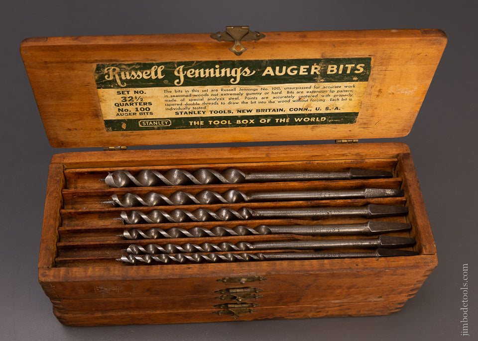Extra Fine Set of 13 RUSSELL JENNINGS Auger Bits in Original Three Tiered Box - 107751