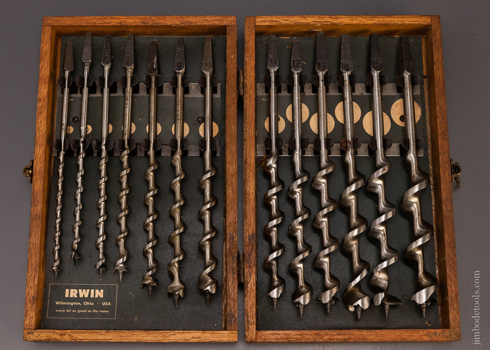 Complete Set of 13 IRWIN Auger Bits DEAD MINT in Original Box - 107753