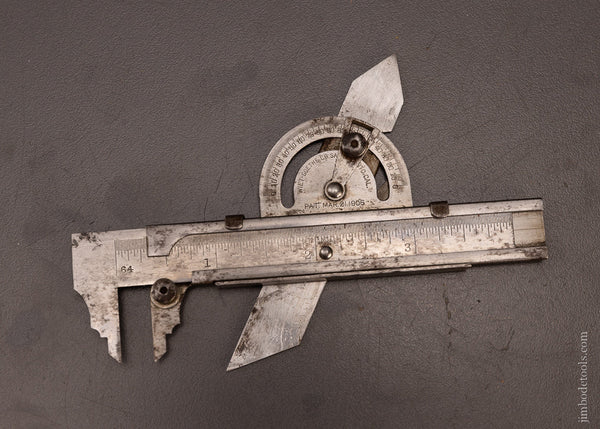 Rare! WEIT-GOETHE Patent March 21, 1905 Combination Tool Protractor, Bevel, Caliper - 107766