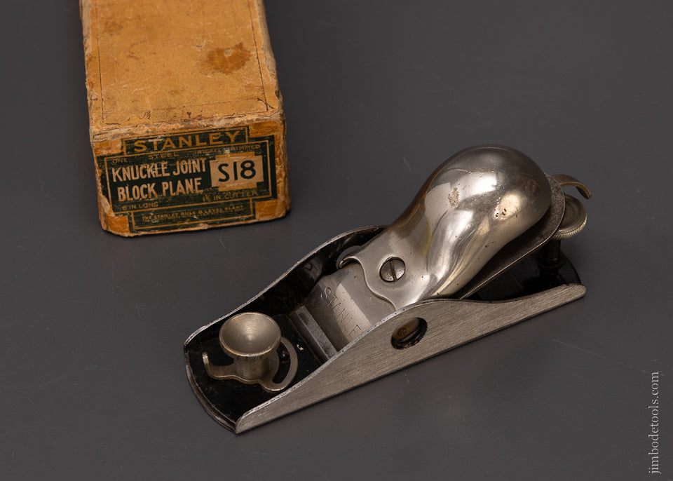STANLEY No. S18 Steel Knuckle Joint Block Plane Near Mint in Original Box - 107851