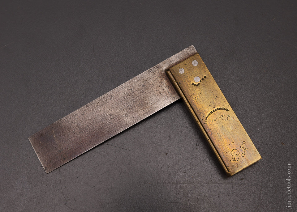 JOHNSON & CONAWAY PHILADA 4 Inch Brass & Steel Try Square - 107869