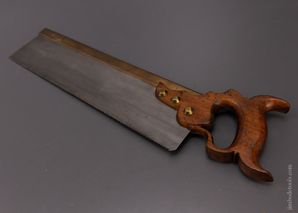 Rare Conical Nut, Triple Cove 14 Inch Brass Back Saw by “CURTIS & HAND PHILADA - 107923