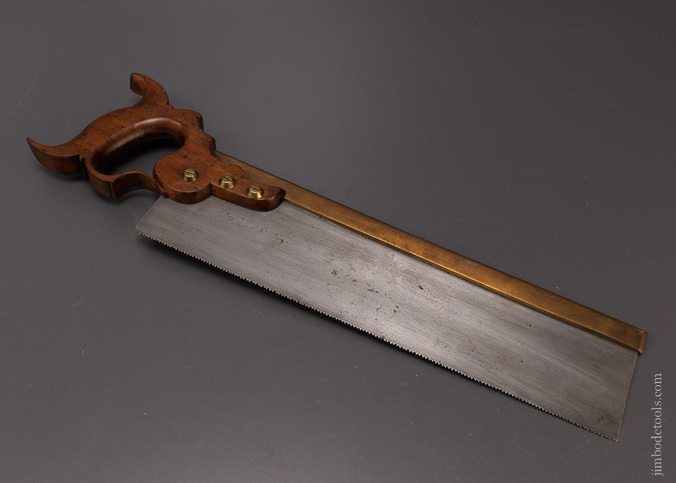 Rare Conical Nut, Triple Cove 14 Inch Brass Back Saw by “CURTIS & HAND PHILADA - 107923