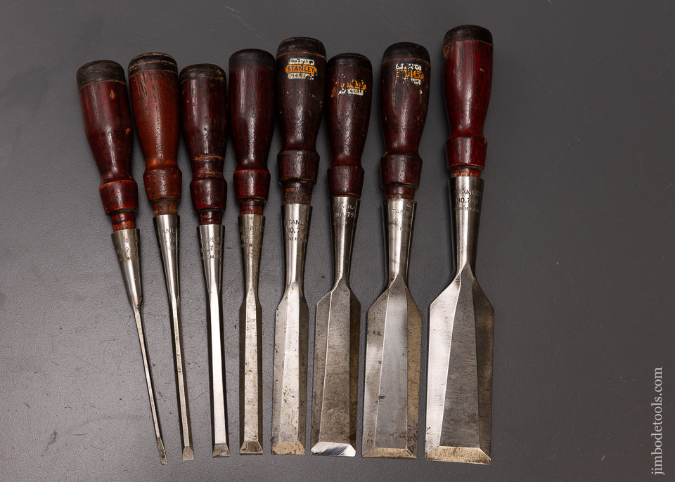 Extra Fine Set of 8 STANLEY No. 750 Chisels - 107936